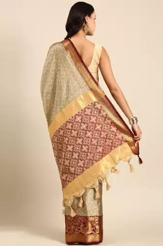 Ethnic motifs woven design zari mysore silk saree