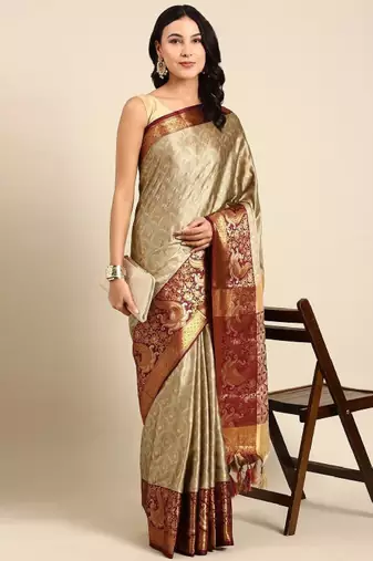 Ethnic motifs woven design zari mysore silk saree
