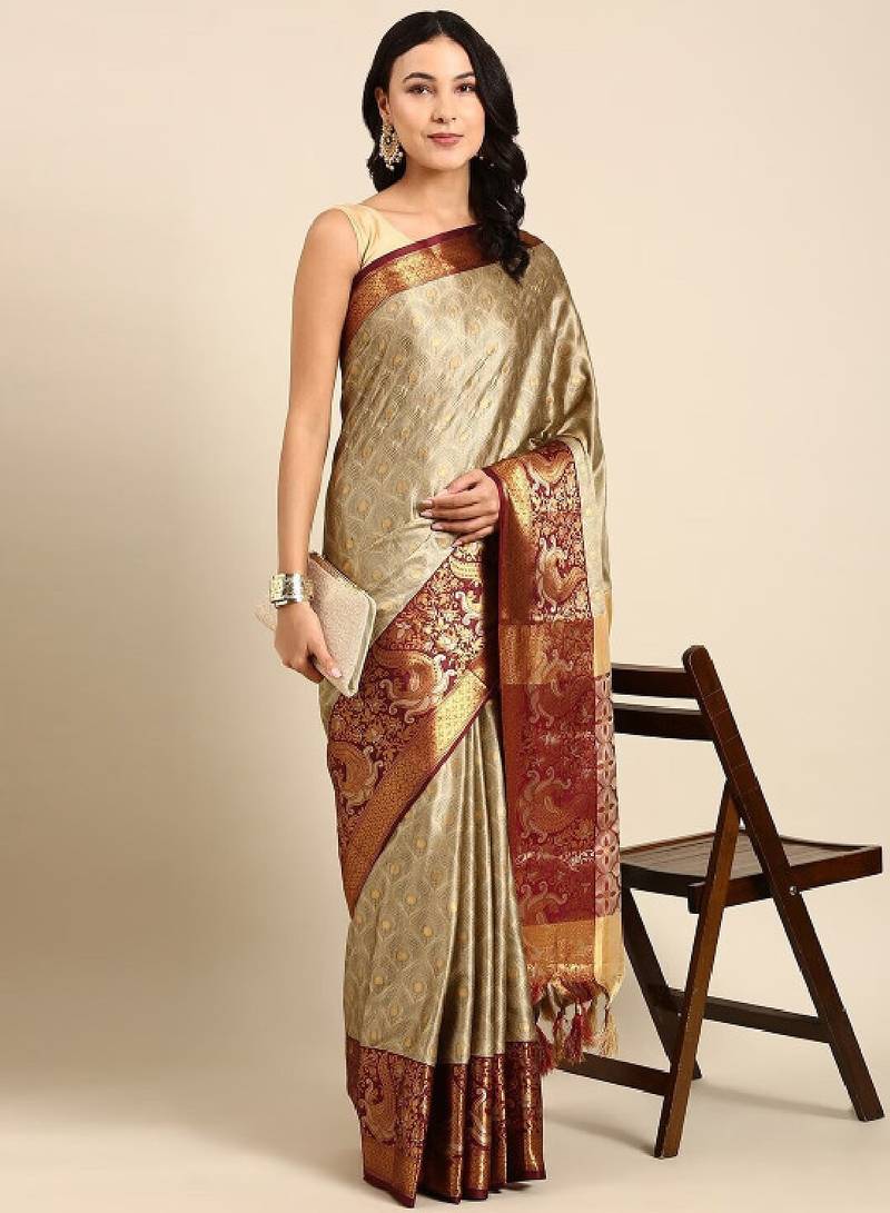 Ethnic motifs woven design zari mysore silk saree