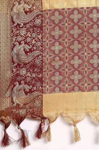 Ethnic motifs woven design zari mysore silk saree