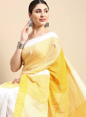 Colourblocked pure cotton taant saree 1