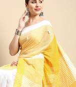 Colourblocked pure cotton taant saree