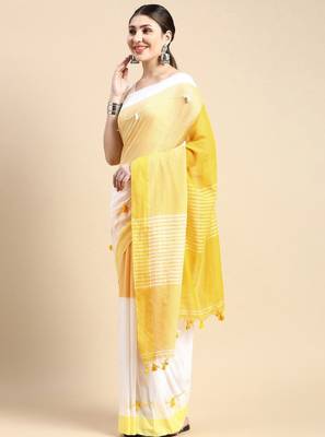 Colourblocked pure cotton taant saree 2