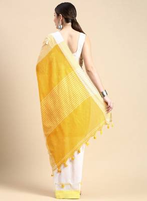 Colourblocked pure cotton taant saree 3