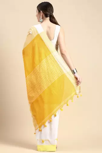 Colourblocked pure cotton taant saree