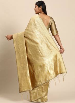 Woven design ethnic motifs zari banarasi saree 2