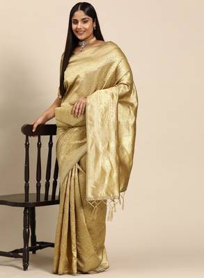 Woven design ethnic motifs zari banarasi saree 3