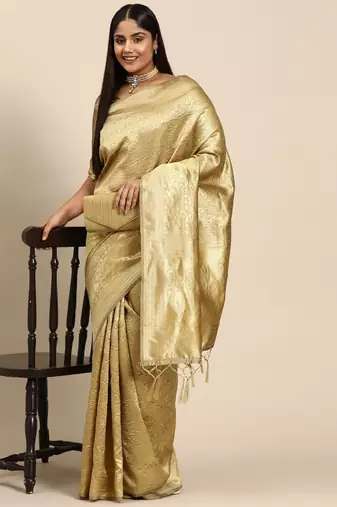 Woven design ethnic motifs zari banarasi saree