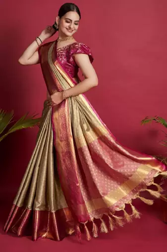 Woven design zari silk cotton dharmavaram saree
