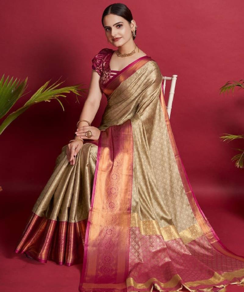 Woven design zari silk cotton dharmavaram saree