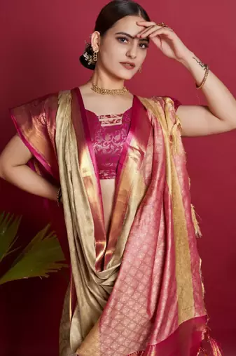 Woven design zari silk cotton dharmavaram saree