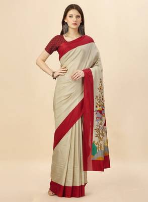 Floral printed mysore silk saree 1