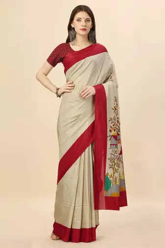 Floral printed mysore silk saree