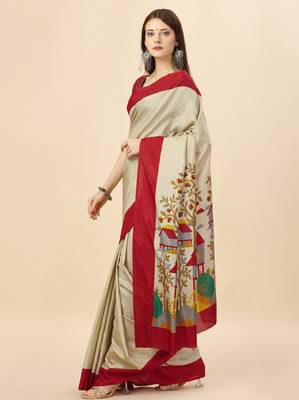 Floral printed mysore silk saree 2