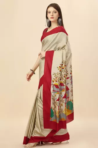 Floral printed mysore silk saree