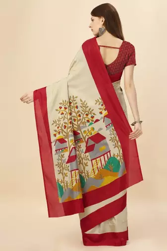 Floral printed mysore silk saree