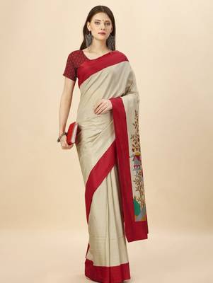Floral printed mysore silk saree 4