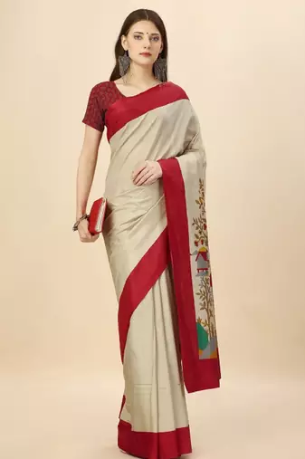 Floral printed mysore silk saree