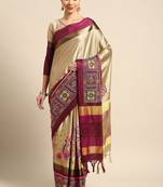 Ethnic motifs embroidered silk cotton banarasi saree