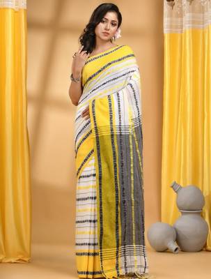 Ethnic motifs woven design pure cotton taant saree 1