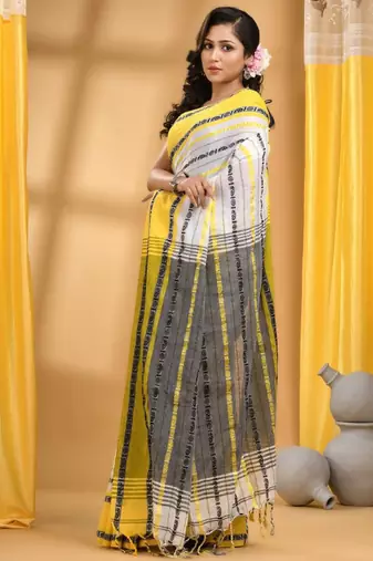Ethnic motifs woven design pure cotton taant saree