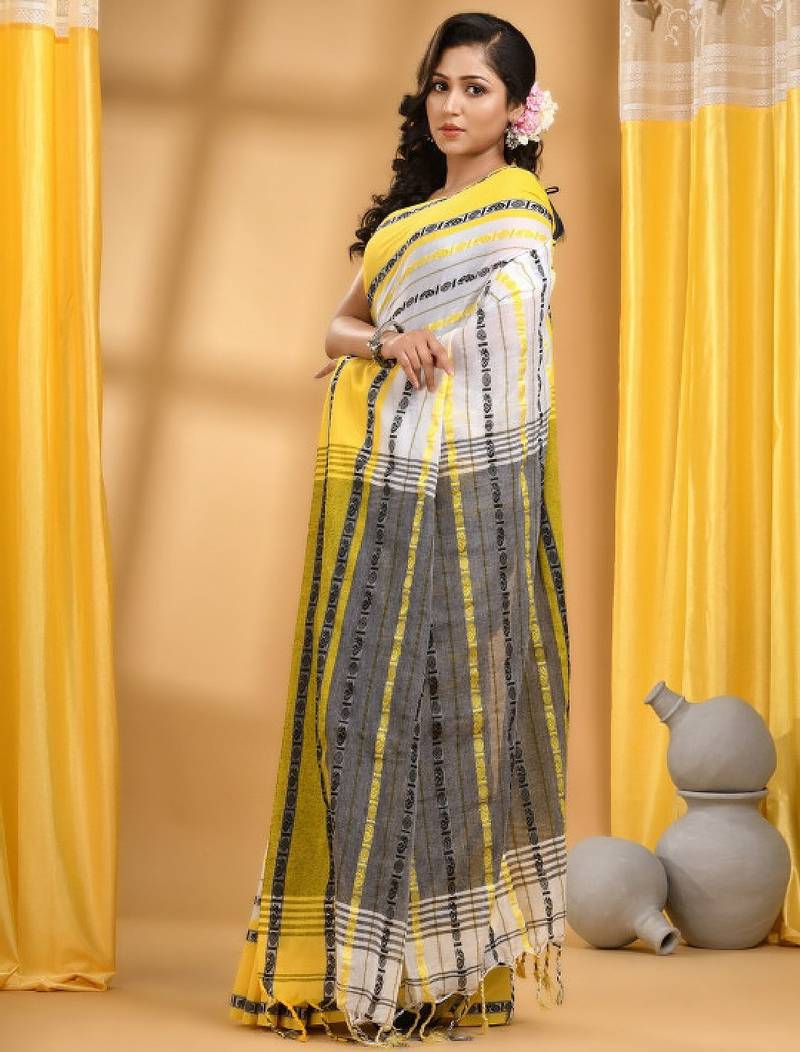 Ethnic motifs woven design pure cotton taant saree