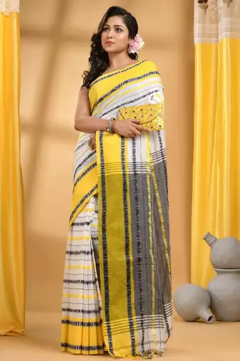 Ethnic motifs woven design pure cotton taant saree
