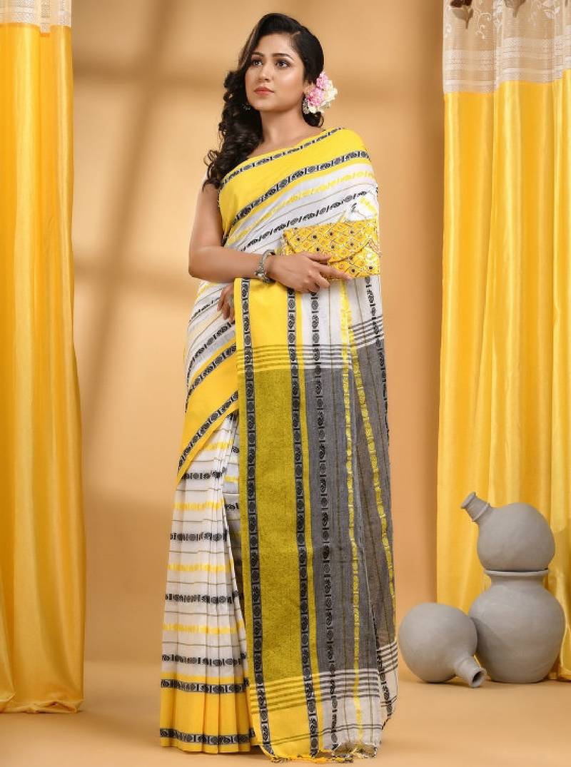 Ethnic motifs woven design pure cotton taant saree