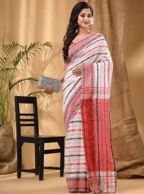 Ethnic motifs woven design pure cotton taant saree 1