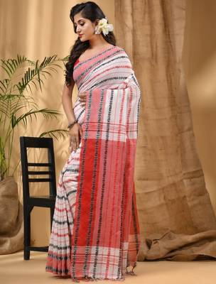 Ethnic motifs woven design pure cotton taant saree 2
