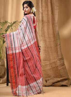 Ethnic motifs woven design pure cotton taant saree 4