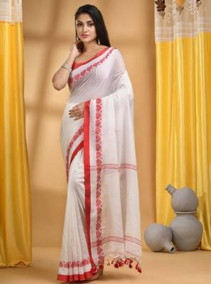 Cotton woven heart design taant saree 1
