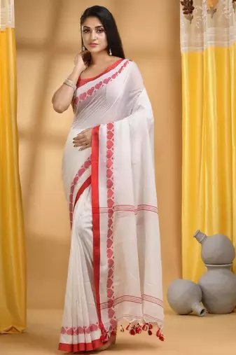 Cotton woven heart design taant saree