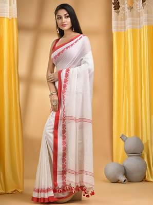 Cotton woven heart design taant saree 2