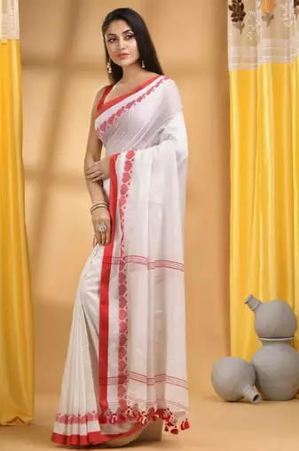 Cotton woven heart design taant saree