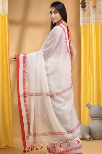 Cotton woven heart design taant saree