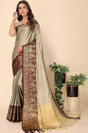 Ethnic motifs woven design zari banarasi saree