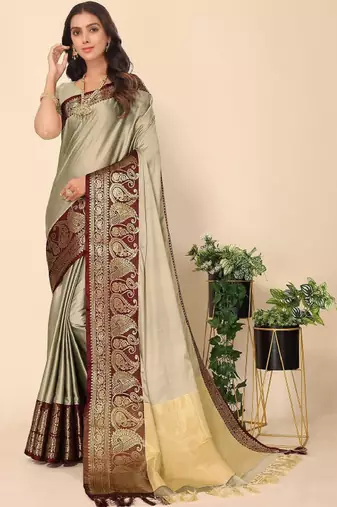 Ethnic motifs woven design zari banarasi saree