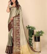 Ethnic motifs woven design zari banarasi saree