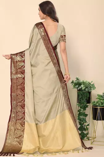 Ethnic motifs woven design zari banarasi saree