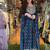 Blue Embroidered Naira Cut  Kurti Pant Dupatta Set