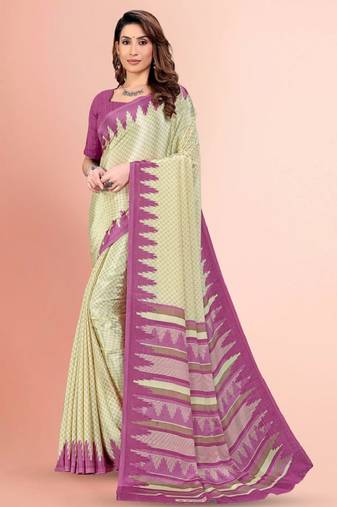 Geometric printed mysore silk saree