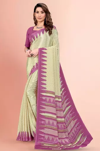 Geometric printed mysore silk saree