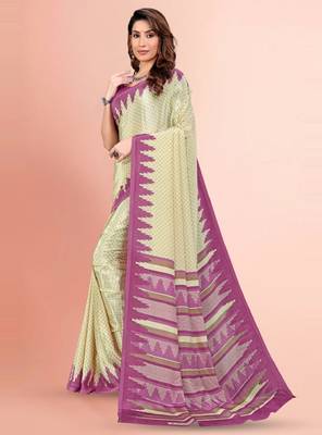 Geometric printed mysore silk saree 2