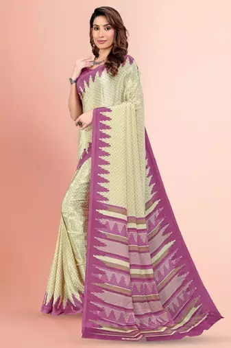 Geometric printed mysore silk saree