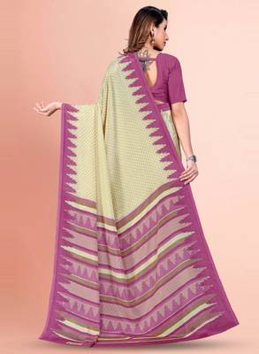 Geometric printed mysore silk saree 3