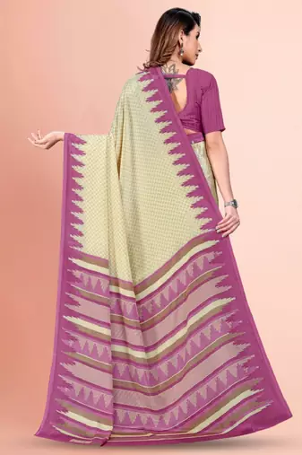 Geometric printed mysore silk saree