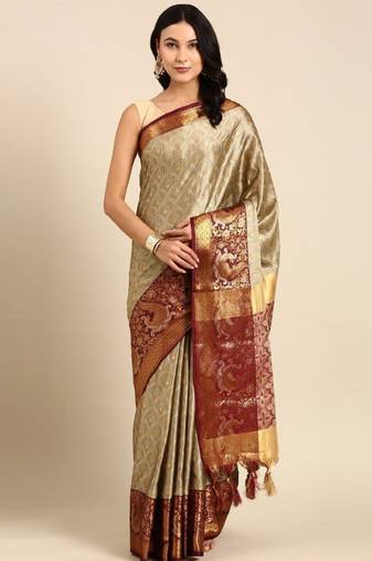 ethnic motifs woven design zari silk cotton saree