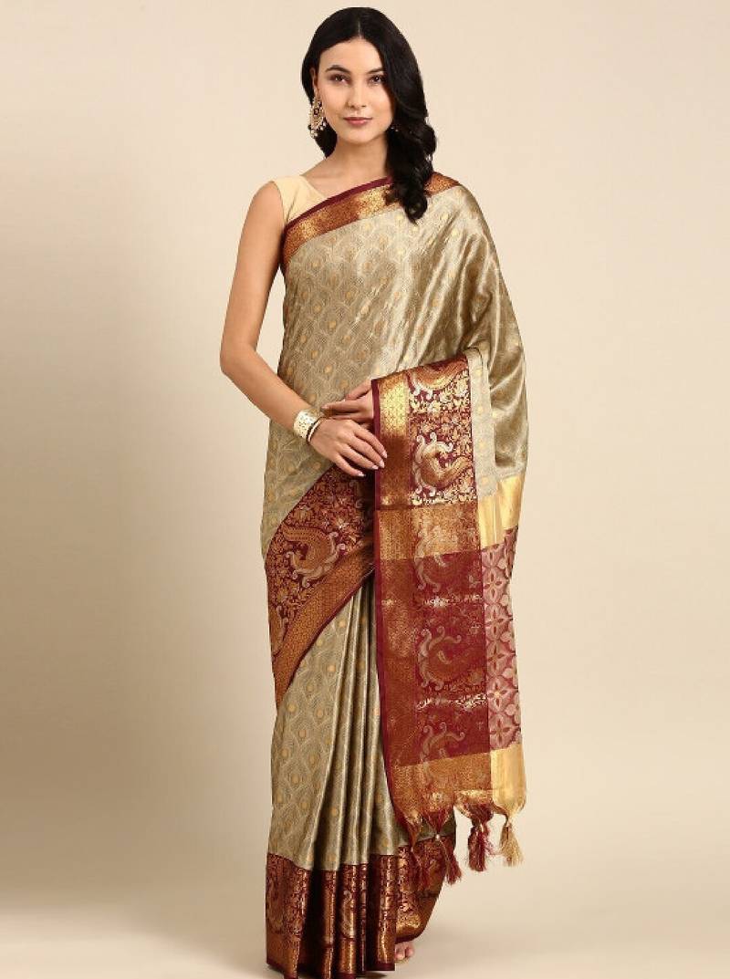 ethnic motifs woven design zari silk cotton saree