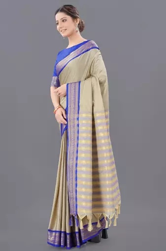 Woven design mysore silk zari saree